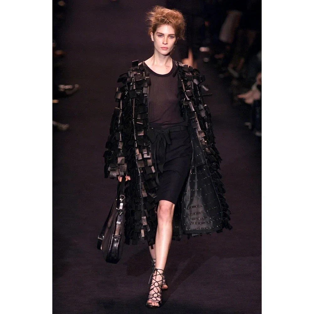 YSL Tom Ford Fall 2002‎ Runway Black Velvet Strappy Heels Sandals 38.5